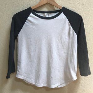 Forever 21 White/Gray Baseball T-Shirt